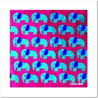 elephant in marble stampede ecopop pattern wallpaper art Posters and Art